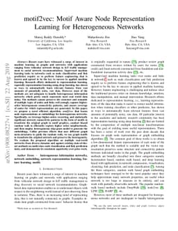 motif2vec: Motif Aware Node Representation Learning for Heterogeneous
  Networks