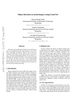 Object detection on aerial imagery using CenterNet