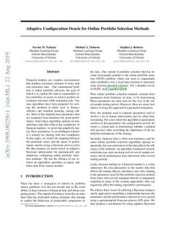 Adaptive Configuration Oracle for Online Portfolio Selection Methods