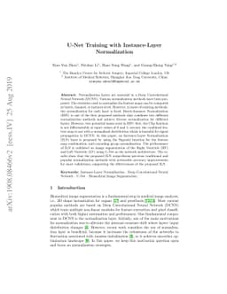 U-Net Training with Instance-Layer Normalization