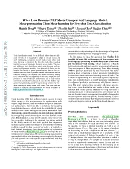 When Low Resource NLP Meets Unsupervised Language Model:
  Meta-pretraining Then Meta-learning for Few-shot Text Classification