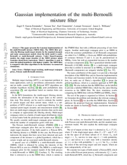 Gaussian implementation of the multi-Bernoulli mixture filter