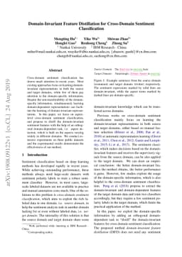 Domain-Invariant Feature Distillation for Cross-Domain Sentiment
  Classification