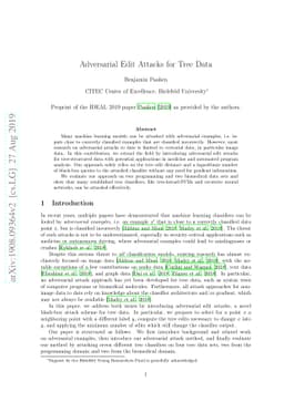 Adversarial Edit Attacks for Tree Data