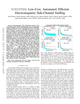 SCNIFFER: Low-Cost, Automated, Efficient Electromagnetic Side-Channel
  Sniffing