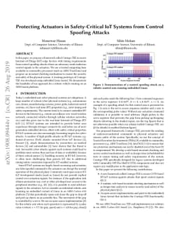 Protecting Actuators in Safety-Critical IoT Systems from Control
  Spoofing Attacks