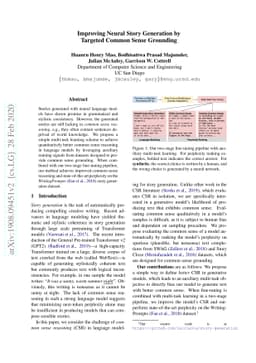 Improving Neural Story Generation by Targeted Common Sense Grounding