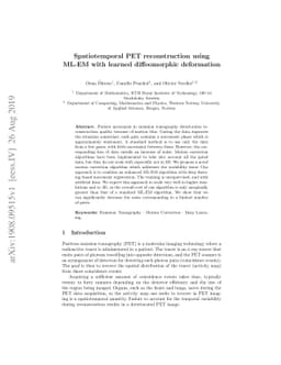 Spatiotemporal PET reconstruction using ML-EM with learned diffeomorphic
  deformation