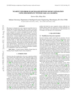 Nearest Neighbor Search-Based Bitwise Source Separation Using
  Discriminant Winner-Take-All Hashing