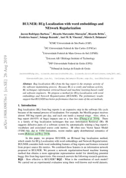 BULNER: BUg Localization with word embeddings and NEtwork Regularization