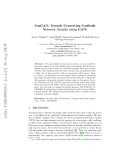 SynGAN: Towards Generating Synthetic Network Attacks using GANs
