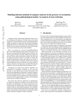 Modeling infection methods of computer malware in the presence of
  vaccinations using epidemiological models: An analysis of real-world data