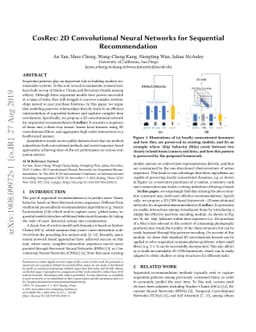 CosRec: 2D Convolutional Neural Networks for Sequential Recommendation