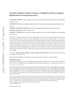 Caring for Alzheimer's Disease Caregivers: A Qualitative Study
  Investigating Opportunities for Exergame Innovation