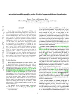 Attention-based Dropout Layer for Weakly Supervised Object Localization