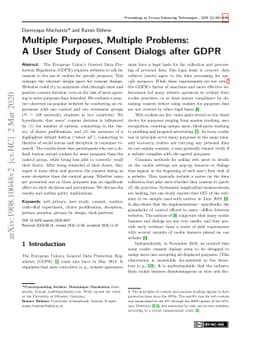 Multiple Purposes, Multiple Problems: A User Study of Consent Dialogs
  after GDPR