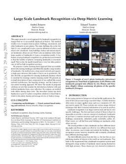Large Scale Landmark Recognition via Deep Metric Learning