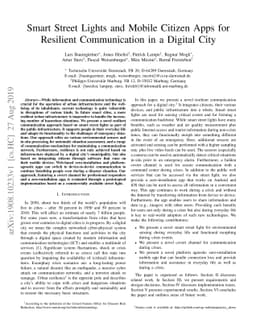 Smart Street Lights and Mobile Citizen Apps for Resilient Communication
  in a Digital City