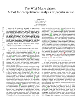 The Wiki Music dataset: A tool for computational analysis of popular
  music