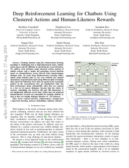 Deep Reinforcement Learning for Chatbots Using Clustered Actions and
  Human-Likeness Rewards