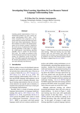Investigating Meta-Learning Algorithms for Low-Resource Natural Language
  Understanding Tasks