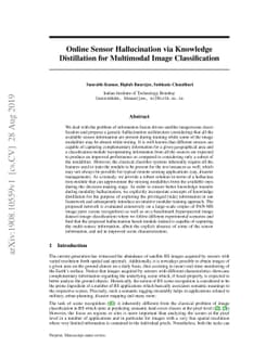 Online Sensor Hallucination via Knowledge Distillation for Multimodal
  Image Classification