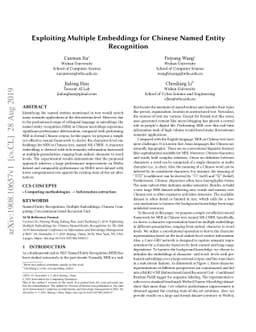 Exploiting Multiple Embeddings for Chinese Named Entity Recognition