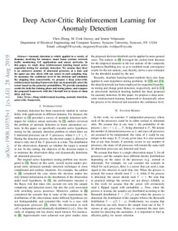 Deep Actor-Critic Reinforcement Learning for Anomaly Detection