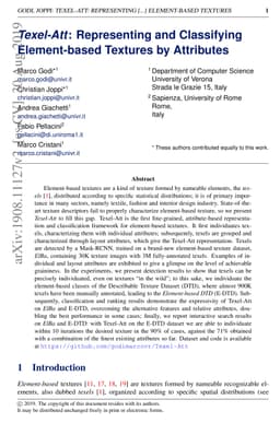 Texel-Att: Representing and Classifying Element-based Textures by
  Attributes