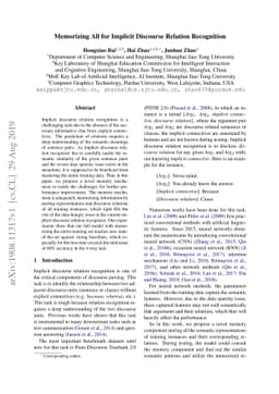 Memorizing All for Implicit Discourse Relation Recognition