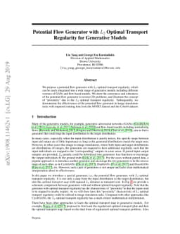 Potential Flow Generator with $L_2$ Optimal Transport Regularity for
  Generative Models