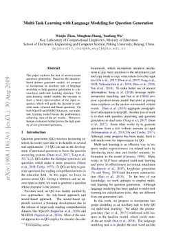 Multi-Task Learning with Language Modeling for Question Generation