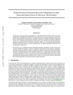 Partitioned integrators for thermodynamic parameterization of neural
  networks