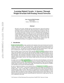 Learning Digital Circuits: A Journey Through Weight Invariant
  Self-Pruning Neural Networks