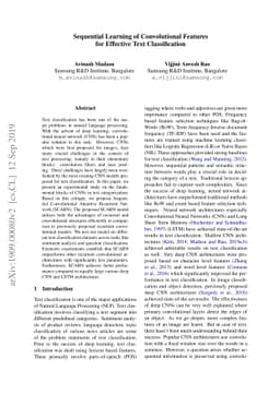 Sequential Learning of Convolutional Features for Effective Text
  Classification