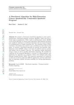 A Distributed Algorithm for High-Dimension Convex Quadratically
  Constrained Quadratic Programs