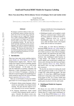 Small and Practical BERT Models for Sequence Labeling