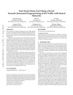 Your Smart Home Can't Keep a Secret: Towards Automated Fingerprinting of
  IoT Traffic with Neural Networks