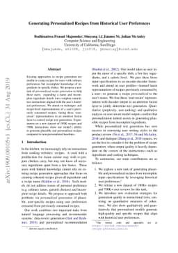 Generating Personalized Recipes from Historical User Preferences