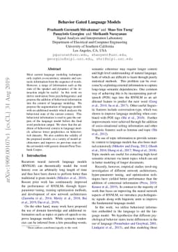 Behavior Gated Language Models