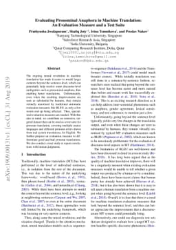 Evaluating Pronominal Anaphora in Machine Translation: An Evaluation
  Measure and a Test Suite