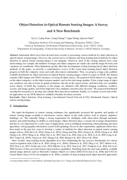 Object Detection in Optical Remote Sensing Images: A Survey and A New
  Benchmark