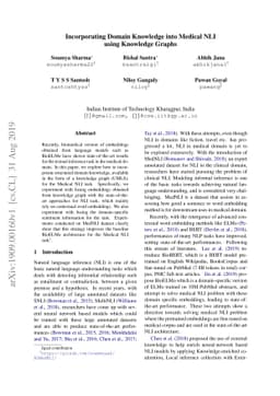 Incorporating Domain Knowledge into Medical NLI using Knowledge Graphs