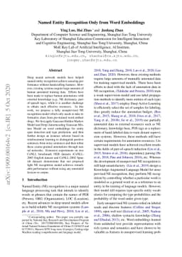 Named Entity Recognition Only from Word Embeddings