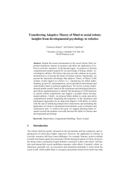 Transferring Adaptive Theory of Mind to social robots: insights from
  developmental psychology to robotics