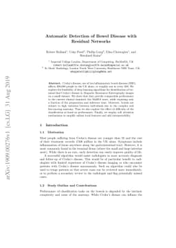 Automatic Detection of Bowel Disease with Residual Networks