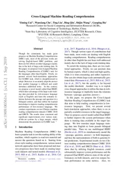 Cross-Lingual Machine Reading Comprehension