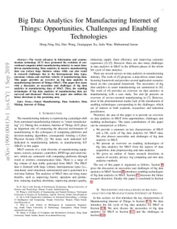 Big Data Analytics for Manufacturing Internet of Things: Opportunities,
  Challenges and Enabling Technologies