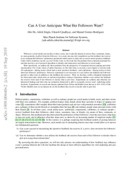 Can A User Anticipate What Her Followers Want?