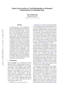 Rotate King to get Queen: Word Relationships as Orthogonal
  Transformations in Embedding Space